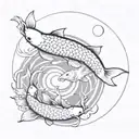Koi fish yin yang swimming in a circle for a knee tattoo tattoo design idea