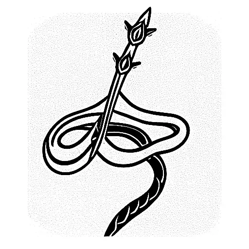 snake, sword and flowers tattoo design idea