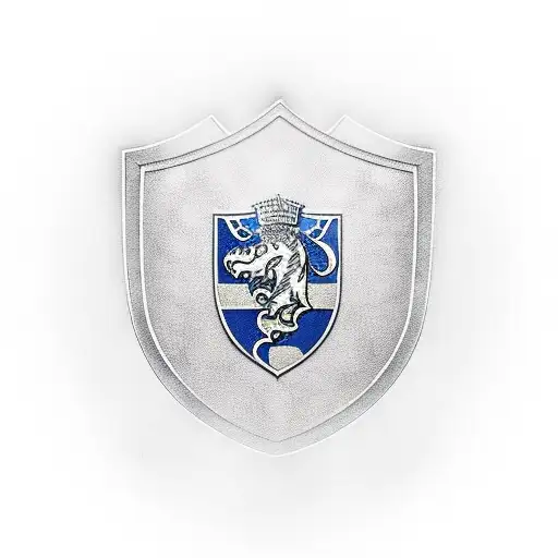 hajduk split logo on a knights shield, three lions in background tattoo design idea