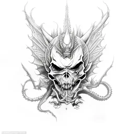 dragon evil fairy outer space skulls tattoo design idea