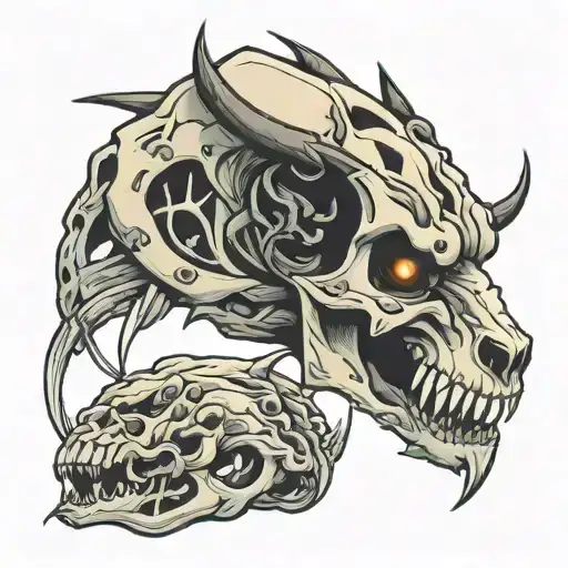 saber tooth tiger skull tattoo design idea