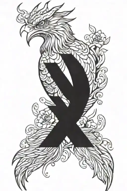 phoenix on forearm with Japanese text tattoo tattoo design idea
