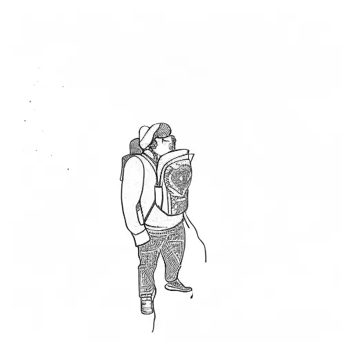 a person with a backpack tattoo design idea