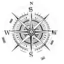 A traveler's compass surrounded by intricate knife patterns, symbolizing the client's love for both travel and knives tattoo design idea