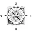 A traveler's compass surrounded by intricate knife patterns, symbolizing the client's love for both travel and knives tattoo design idea