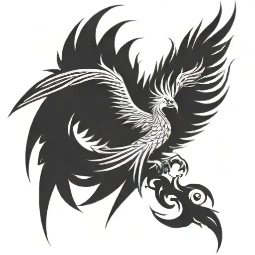 Phoenix Tattoo with wings wide open and has strong appearance tattoo design idea