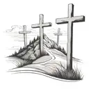 3 cross on hill tattoo design idea