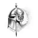 crusader helmet with Ephesians 6:12 verse tattoo design idea