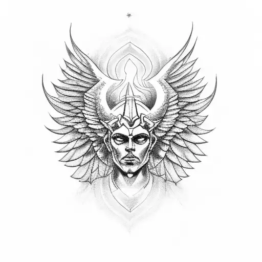 Combine the angel metatron with the demon andras tattoo design idea
