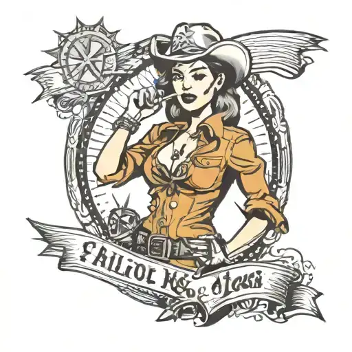 fallout new Vegas cowgirl pinup girl tattoo design idea