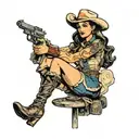 fallout new Vegas cowgirl pinup girl tattoo design idea
