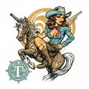 fallout new Vegas cowgirl pinup girl tattoo design idea