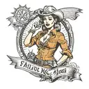 fallout new Vegas cowgirl pinup girl tattoo design idea