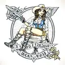 fallout new Vegas cowgirl pinup girl tattoo design idea