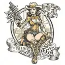 fallout new Vegas cowgirl pinup girl tattoo design idea