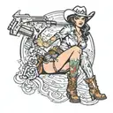 fallout new Vegas cowgirl pinup girl tattoo design idea