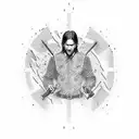 Create a dotwork tattoo inspired by the iconic scenes from John Wick tattoo design idea