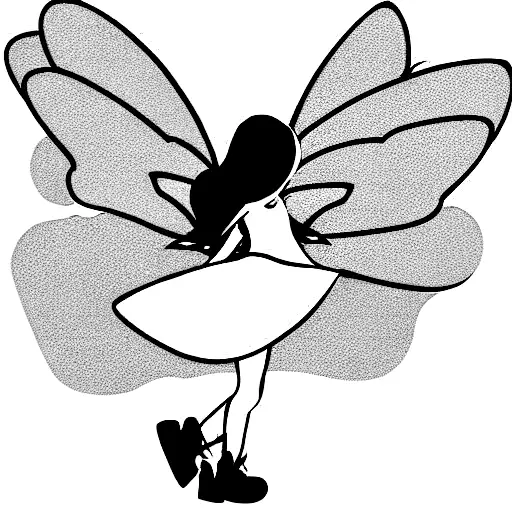 cute minimalist squeleton fairy flying  tattoo design idea