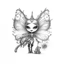 cute fairy tim burton tattoo design idea