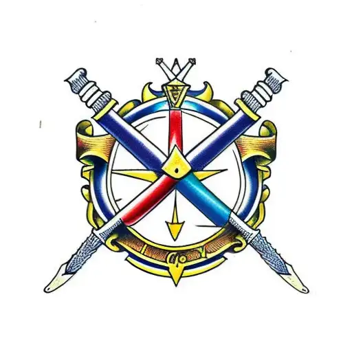 crossed swords, heraldic  tattoo design idea
