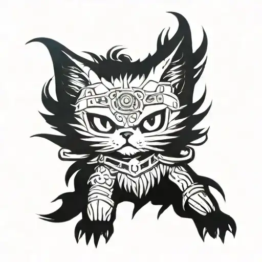 mega fluffy cat warhammer 40K angel knight tattoo design idea