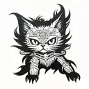 mega fluffy cat warhammer 40K angel knight tattoo design idea