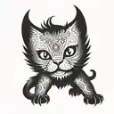 mega fluffy cat warhammer 40K angel knight tattoo design idea