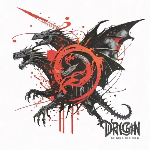 Dragon and ninja tattoo design idea