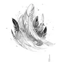 5 elements, feather and flute tattoo design idea