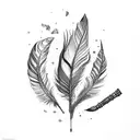 5 elements, feather and flute tattoo design idea