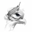 5 elements, feather and flute tattoo design idea