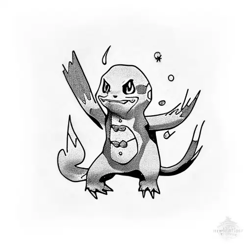 charmander wearing harry potter uniform tattoo design idea