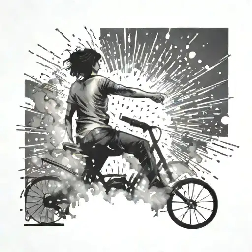 A dynamic scene of fireworks exploding in the night sky, with your girlfriend's silhouette watching in awe tattoo design idea