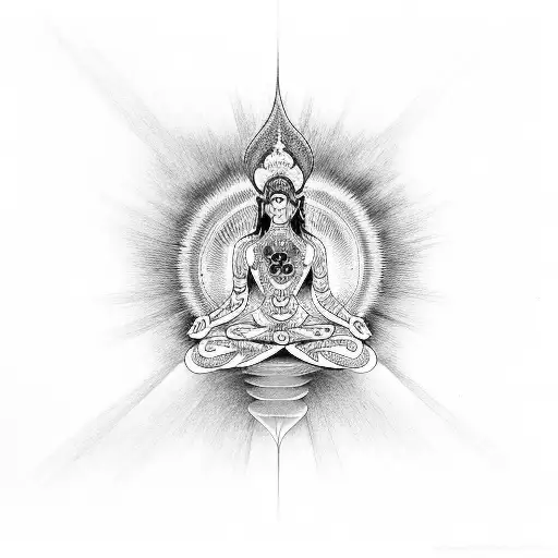 chakras meditation and nirvana tattoo design idea