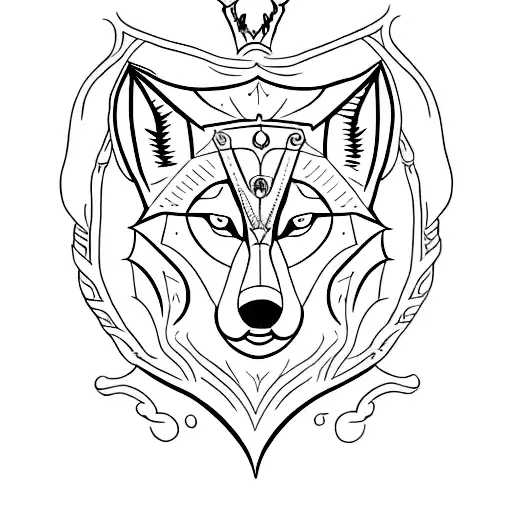 A minimalist tattoo of a wolf wearing a crown inspired by Game of Thrones, representing the client's fascination with wolves and the show. tattoo design idea