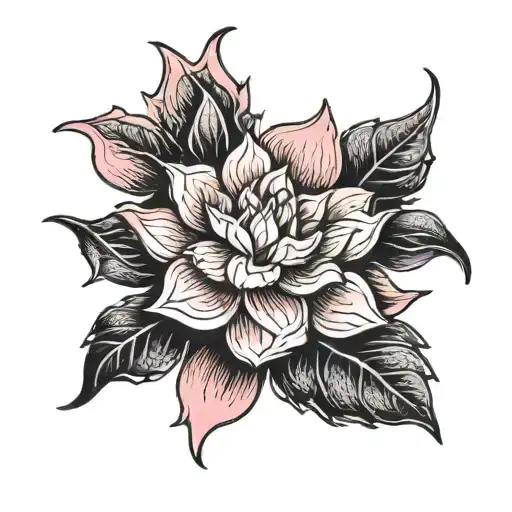 pink echeveria blooming stalks tattoo design idea