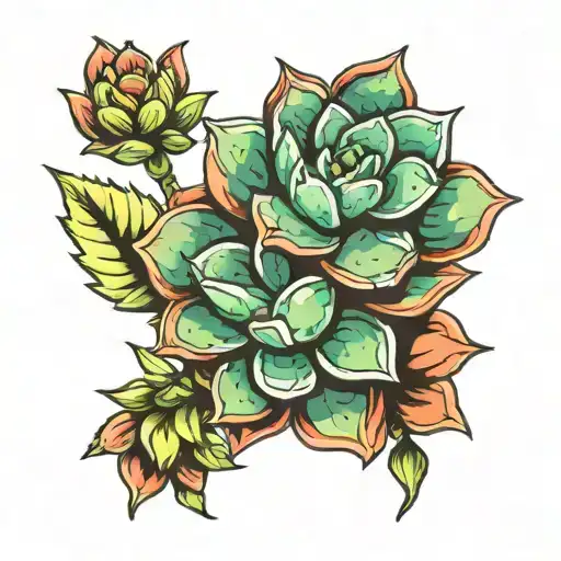 succulent echeveria tattoo design idea