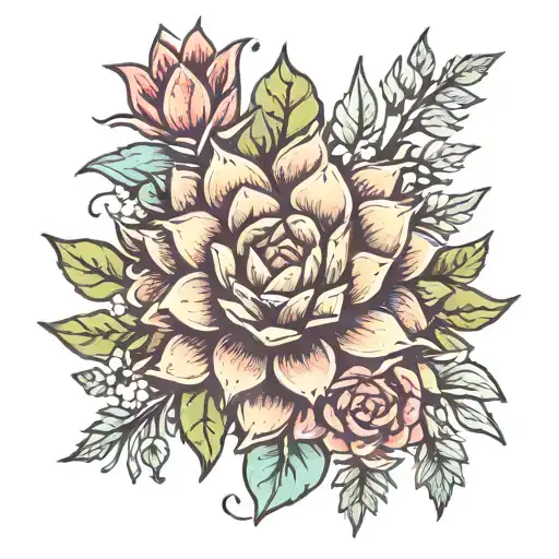 crown of succulents tattoo design idea