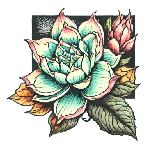 pink echeveria blooming tattoo design idea