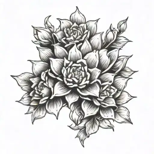 tiara of echeveria tattoo design idea