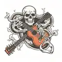 bone hand and guitar no skull tattoo design idea