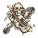 bone hand and guitar no skull tattoo design idea