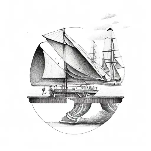 schooner and sextant tattoo design idea