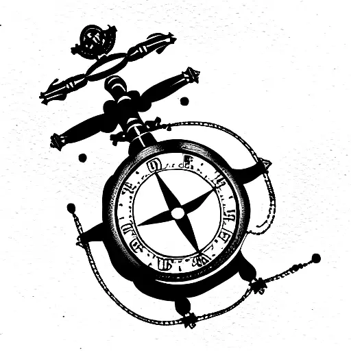 traditional sextant with new england theme tattoo design idea