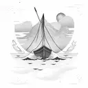 boat and oars nautical tattoo design idea