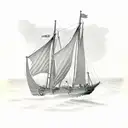 new england style schooner with oars and sextant tattoo design idea