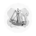 schooner and sextant tattoo design idea