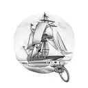 schooner and sextant tattoo design idea