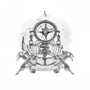 schooner and sextant tattoo design idea