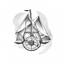 schooner and sextant tattoo design idea